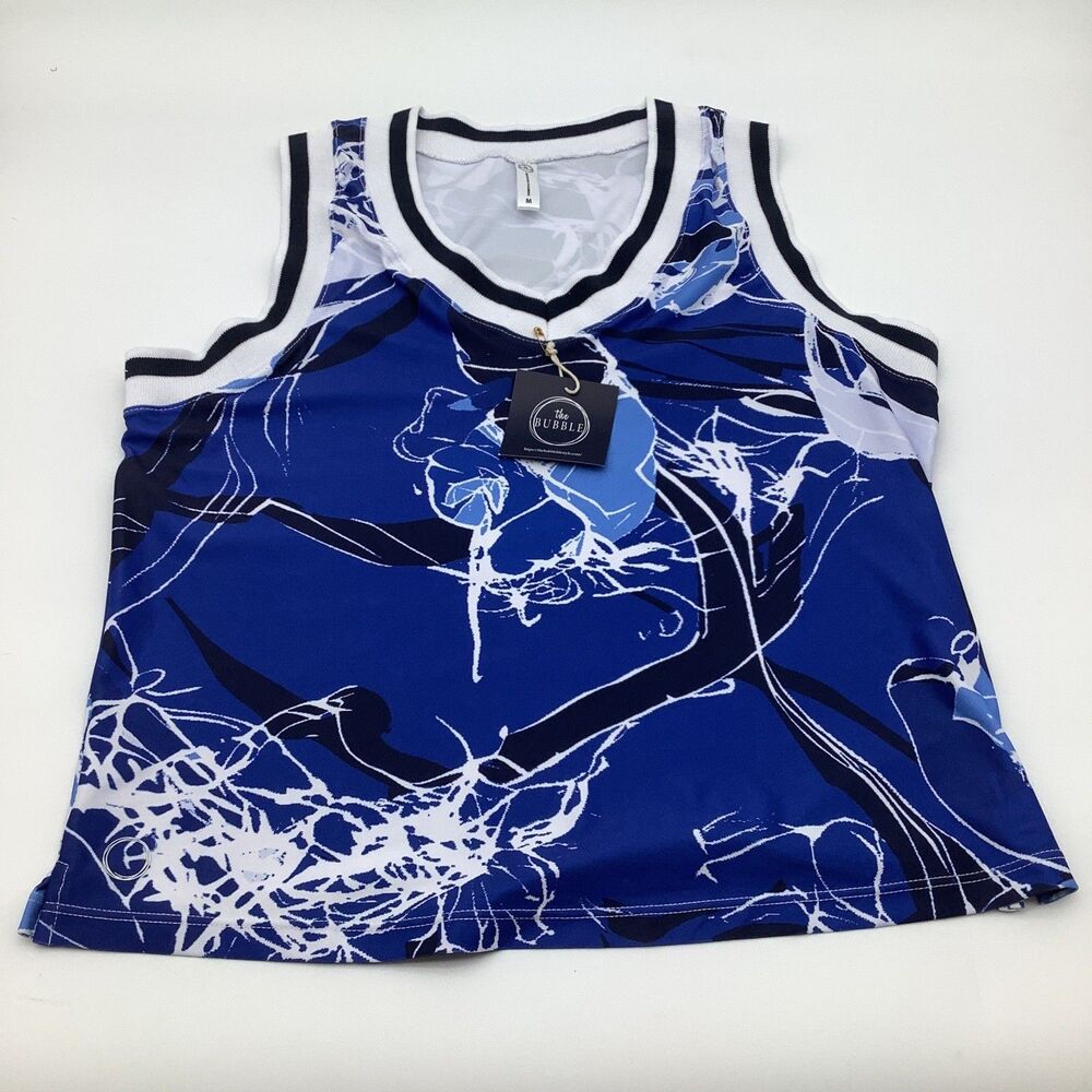 The Bubble‎ Womens Claire Tank Top Blue Floral Size Medium NWT